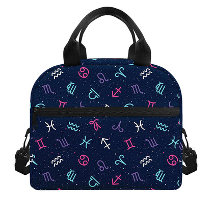 Colorful Zodiac Symbols Pattern Print Insulated Lunch Bag