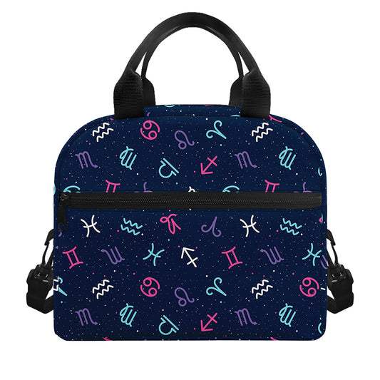 Colorful Zodiac Symbols Pattern Print Insulated Lunch Bag
