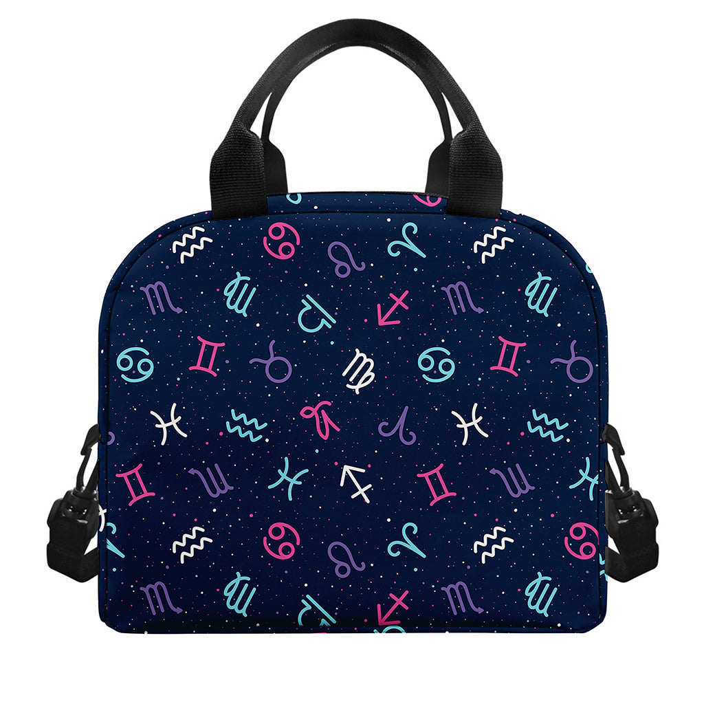 Colorful Zodiac Symbols Pattern Print Insulated Lunch Bag