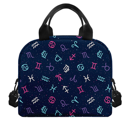 Colorful Zodiac Symbols Pattern Print Insulated Lunch Bag