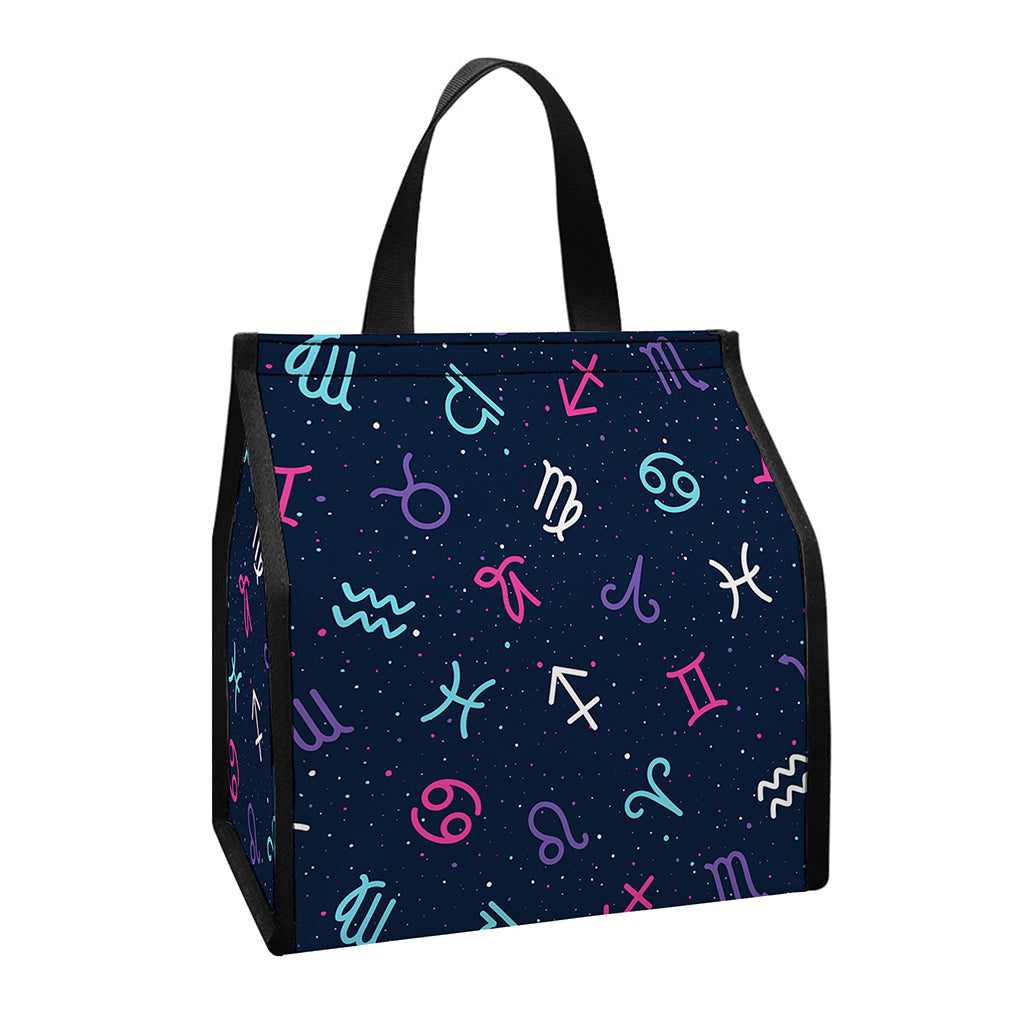Colorful Zodiac Symbols Pattern Print Insulated Lunch Tote