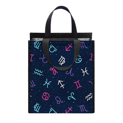 Colorful Zodiac Symbols Pattern Print Insulated Lunch Tote