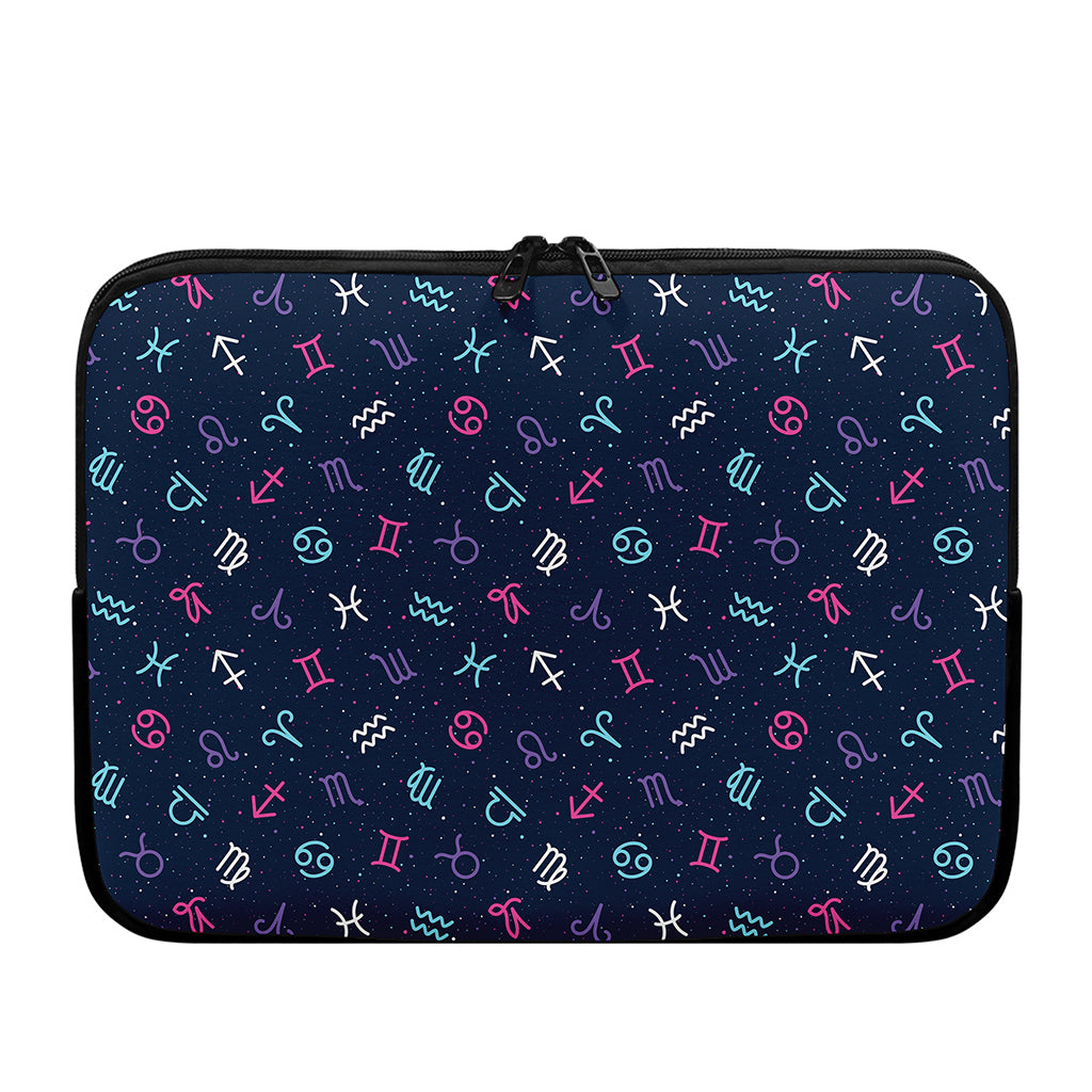 Colorful Zodiac Symbols Pattern Print Laptop Sleeve