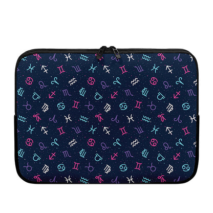 Colorful Zodiac Symbols Pattern Print Laptop Sleeve
