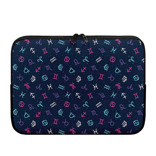 Colorful Zodiac Symbols Pattern Print Laptop Sleeve