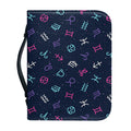Colorful Zodiac Symbols Pattern Print Leather Bible Cover