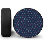 Colorful Zodiac Symbols Pattern Print Leather Spare Tire Cover