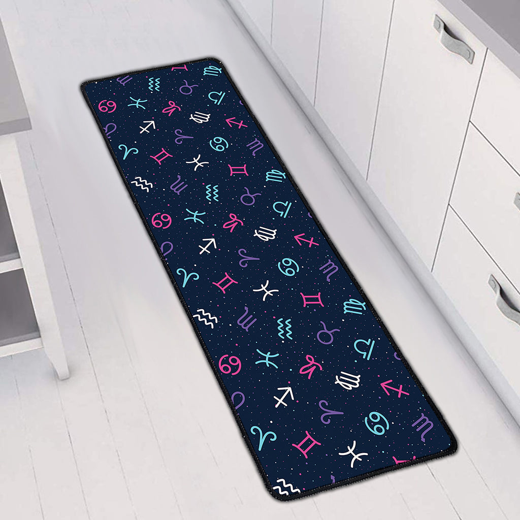Colorful Zodiac Symbols Pattern Print Long Kitchen Mat