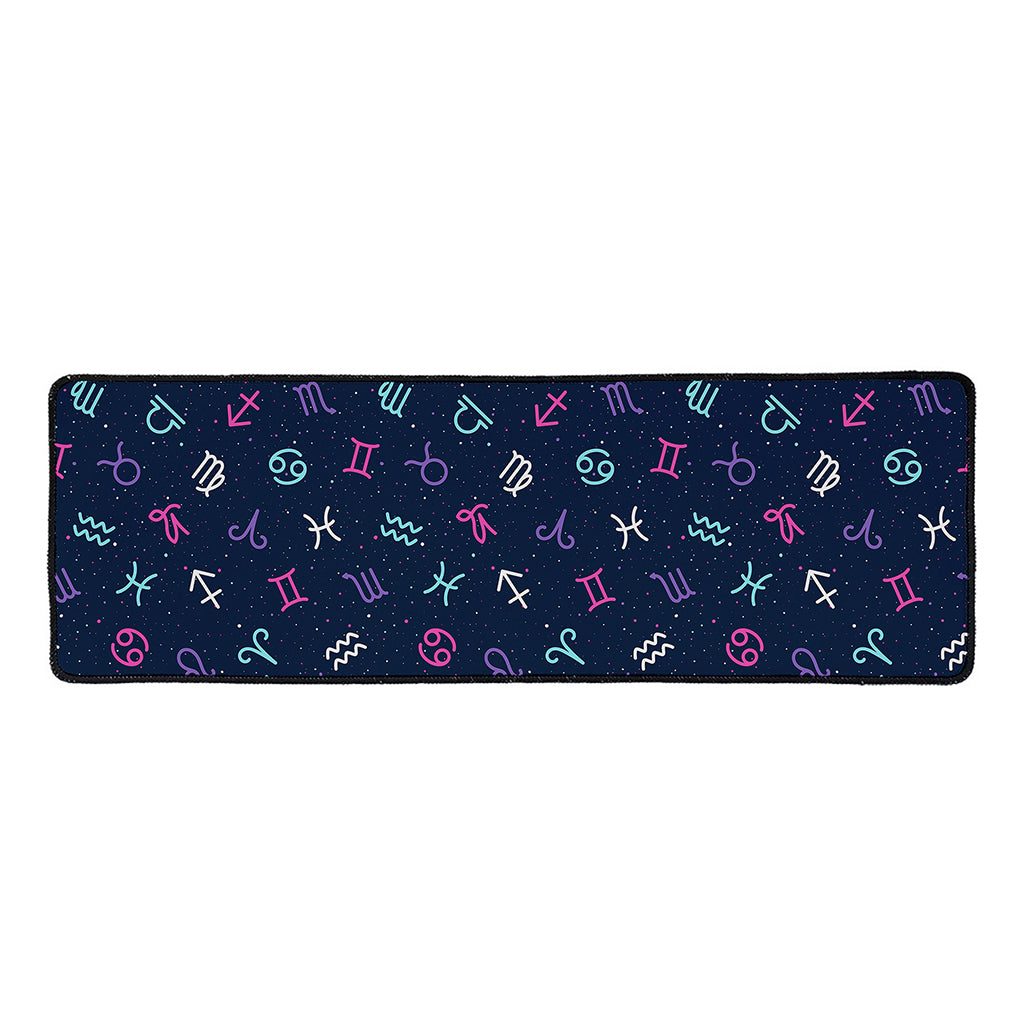 Colorful Zodiac Symbols Pattern Print Long Kitchen Mat
