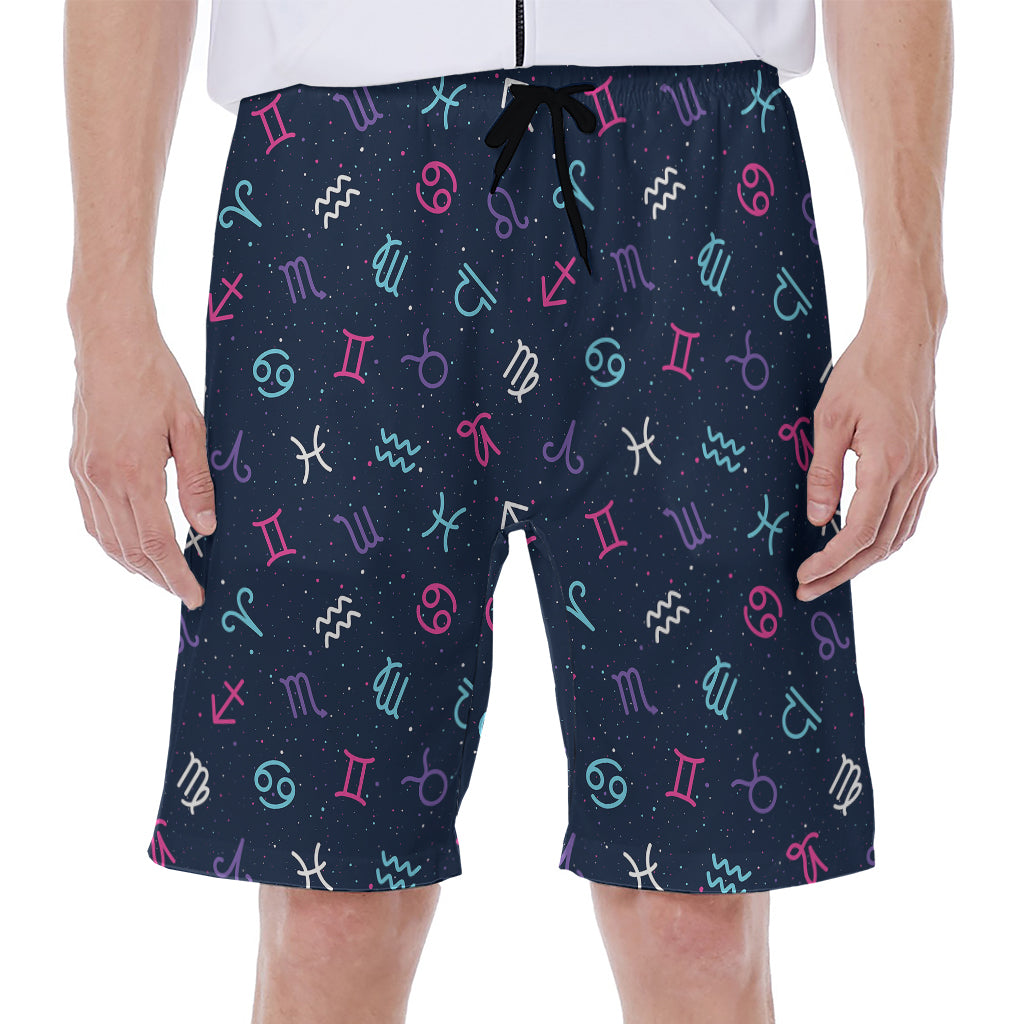 Colorful Zodiac Symbols Pattern Print Men's Beach Shorts