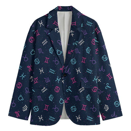 Colorful Zodiac Symbols Pattern Print Men's Blazer