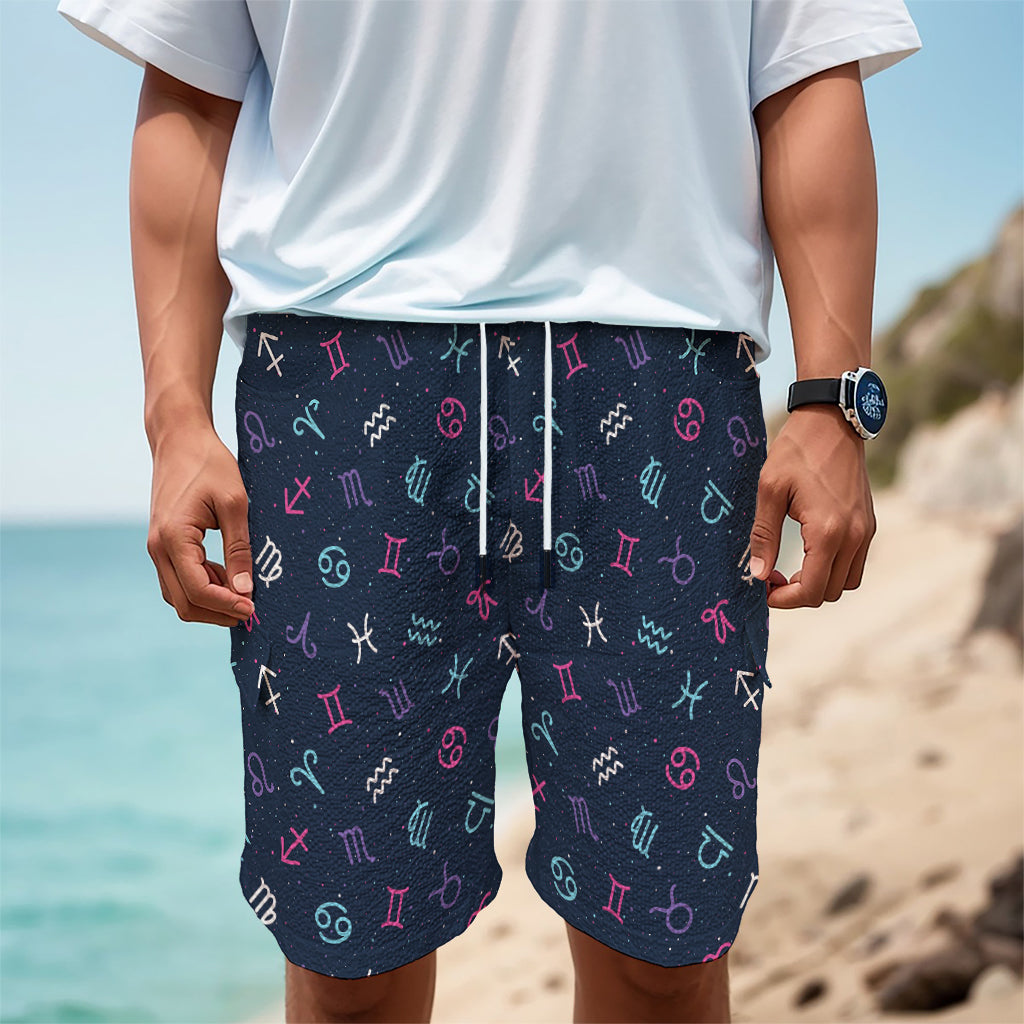 Colorful Zodiac Symbols Pattern Print Men's Cargo Shorts