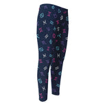 Colorful Zodiac Symbols Pattern Print Men's Compression Pants