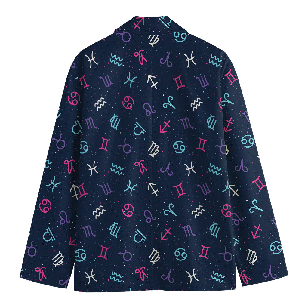 Colorful Zodiac Symbols Pattern Print Men's Cotton Blazer