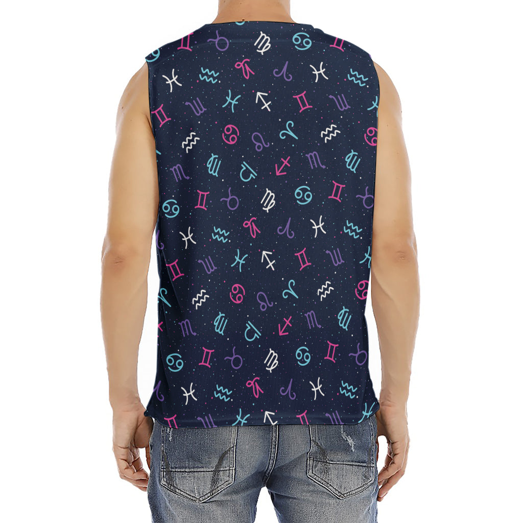 Colorful Zodiac Symbols Pattern Print Men's Fitness Tank Top