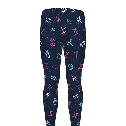 Colorful Zodiac Symbols Pattern Print Men's leggings