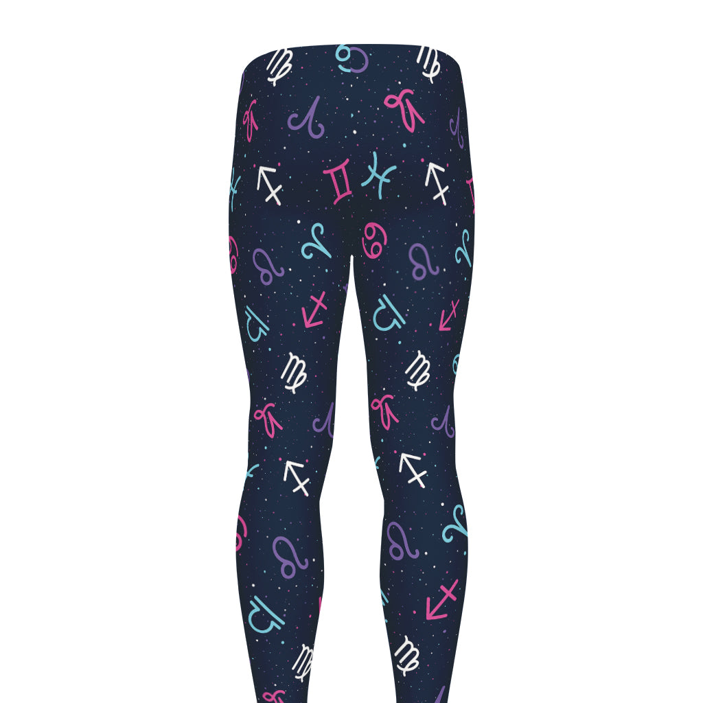 Colorful Zodiac Symbols Pattern Print Men's leggings