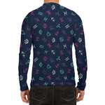 Colorful Zodiac Symbols Pattern Print Men's Long Sleeve Rash Guard