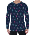 Colorful Zodiac Symbols Pattern Print Men's Long Sleeve T-Shirt
