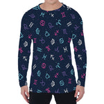 Colorful Zodiac Symbols Pattern Print Men's Long Sleeve T-Shirt