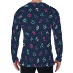 Colorful Zodiac Symbols Pattern Print Men's Long Sleeve T-Shirt