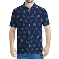 Colorful Zodiac Symbols Pattern Print Men's Polo Shirt
