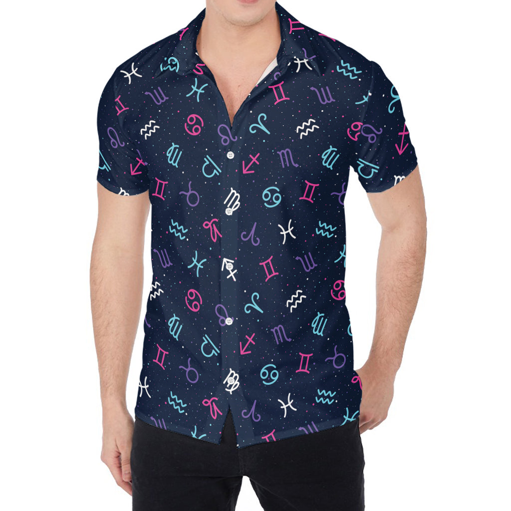 Colorful Zodiac Symbols Pattern Print Men's Shirt