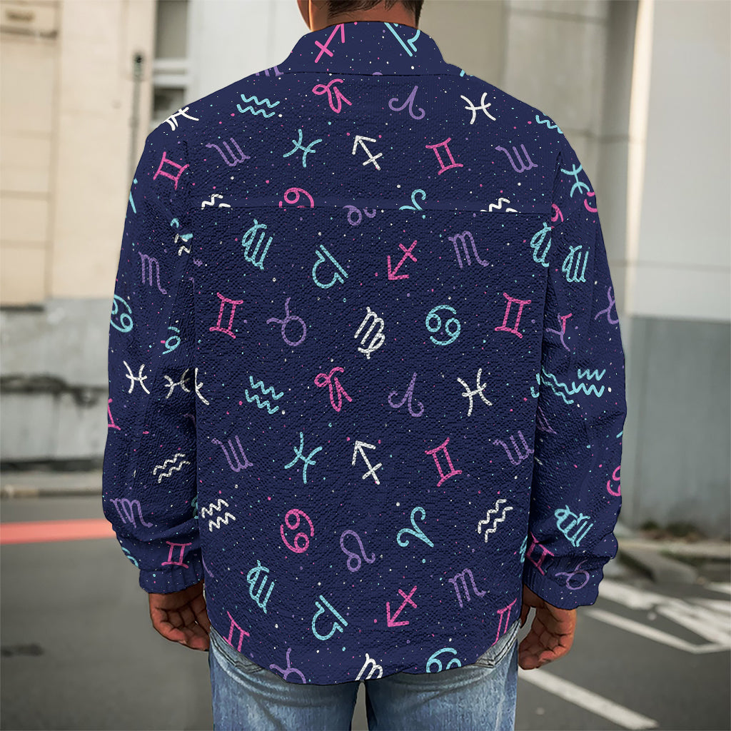 Colorful Zodiac Symbols Pattern Print Men's Shirt Jacket