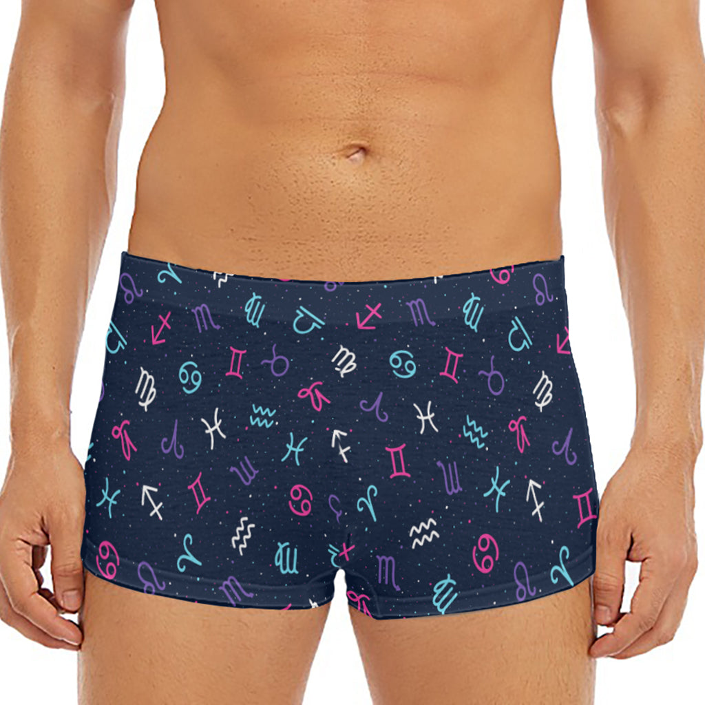 Colorful Zodiac Symbols Pattern Print Men's Short Boxer Briefs