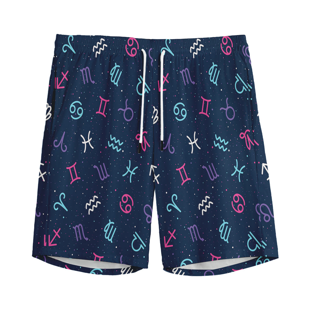 Colorful Zodiac Symbols Pattern Print Men's Sports Shorts