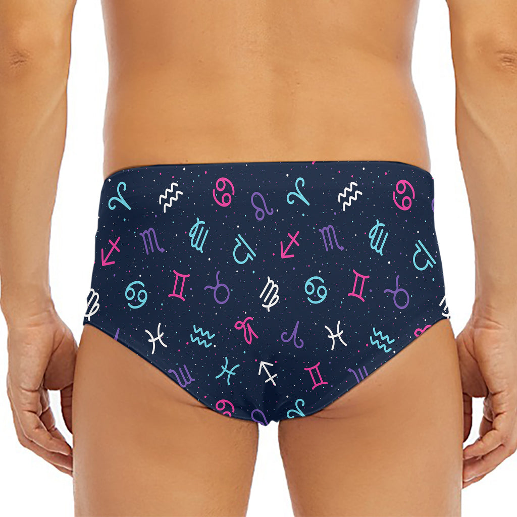 Colorful Zodiac Symbols Pattern Print Men's Triangle Swim Briefs