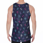 Colorful Zodiac Symbols Pattern Print Men's Velvet Tank Top