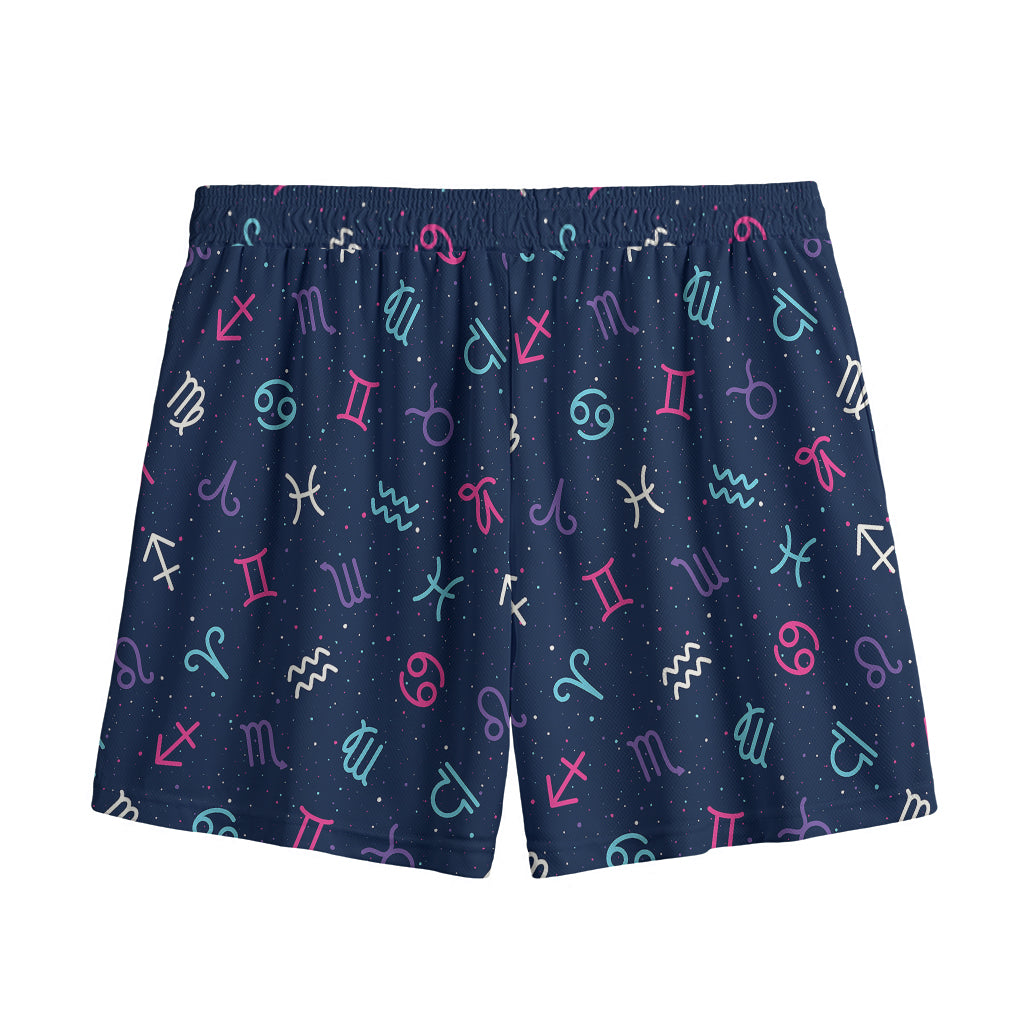 Colorful Zodiac Symbols Pattern Print Mesh Shorts