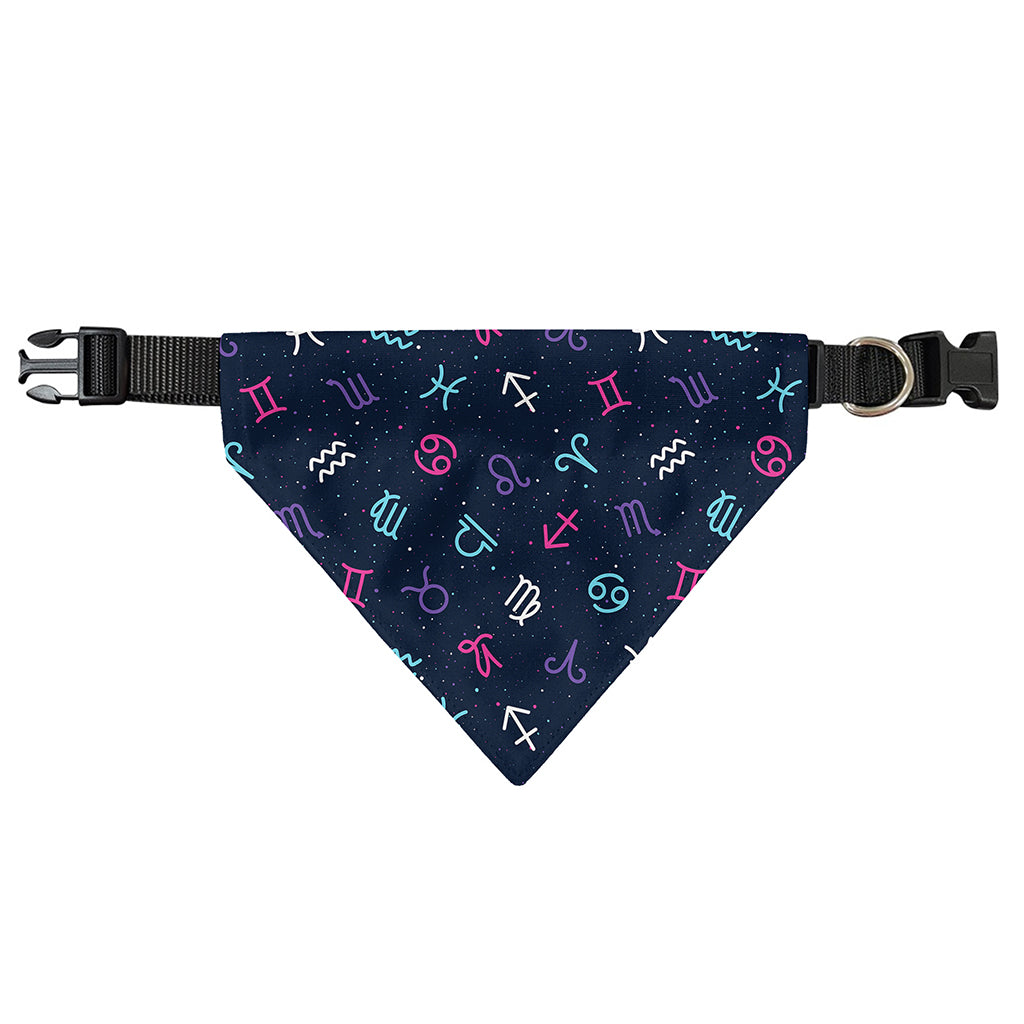 Colorful Zodiac Symbols Pattern Print Over The Collar Dog Bandana