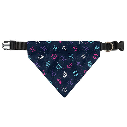 Colorful Zodiac Symbols Pattern Print Over The Collar Dog Bandana