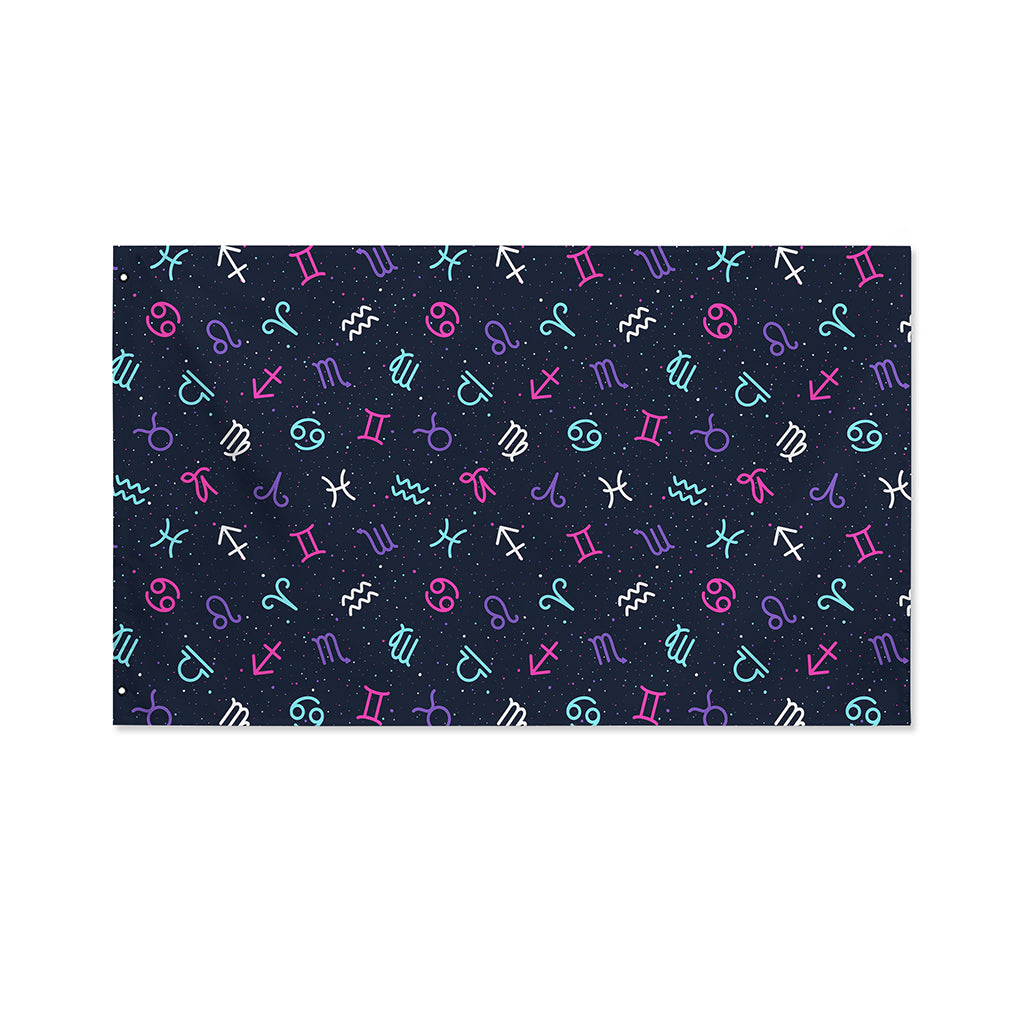 Colorful Zodiac Symbols Pattern Print Polyester Flag