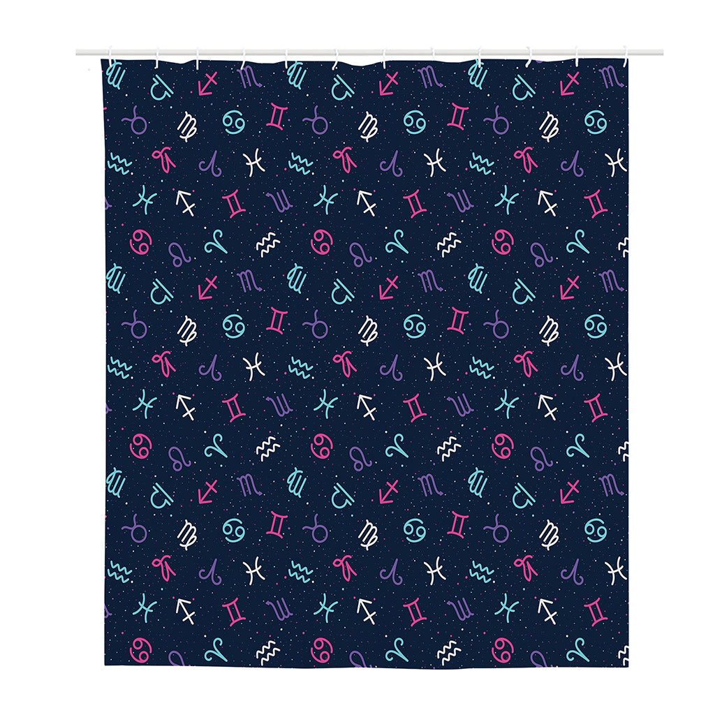 Colorful Zodiac Symbols Pattern Print Polyester Shower Curtain