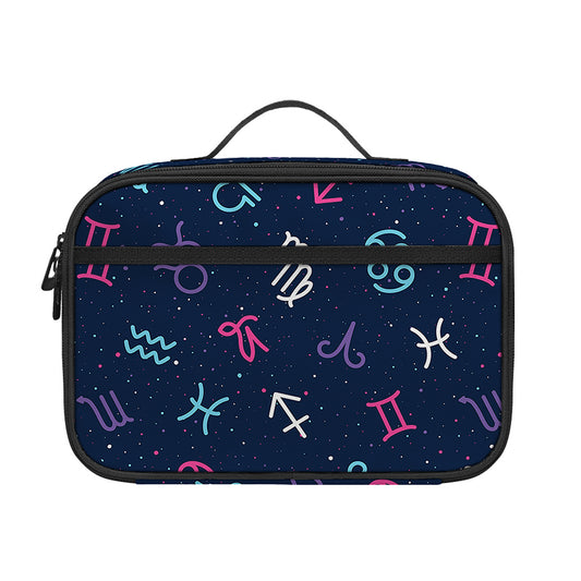 Colorful Zodiac Symbols Pattern Print Portable Lunch Bag