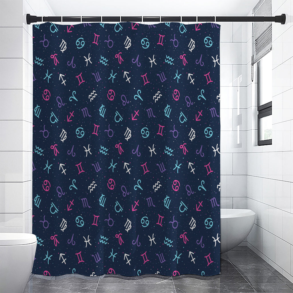 Colorful Zodiac Symbols Pattern Print Premium Shower Curtain