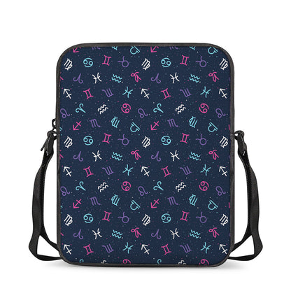 Colorful Zodiac Symbols Pattern Print Rectangular Crossbody Bag