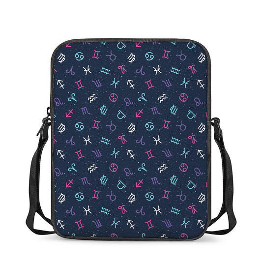 Colorful Zodiac Symbols Pattern Print Rectangular Crossbody Bag