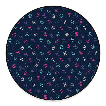 Colorful Zodiac Symbols Pattern Print Round Floor Mat