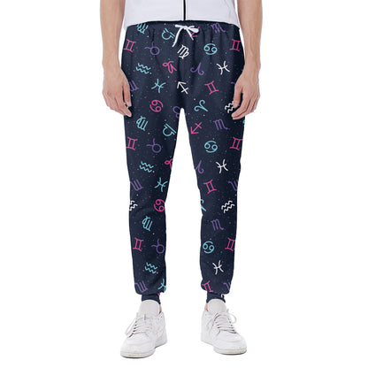 Colorful Zodiac Symbols Pattern Print Scuba Joggers