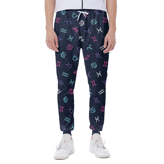 Colorful Zodiac Symbols Pattern Print Scuba Joggers
