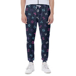 Colorful Zodiac Symbols Pattern Print Scuba Joggers