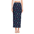 Colorful Zodiac Symbols Pattern Print Side Slit Maxi Skirt