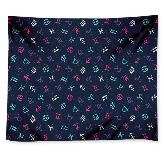 Colorful Zodiac Symbols Pattern Print Tapestry