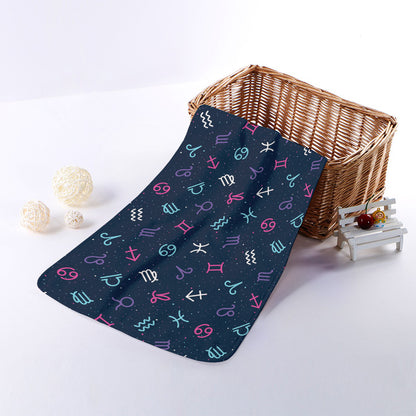 Colorful Zodiac Symbols Pattern Print Towel