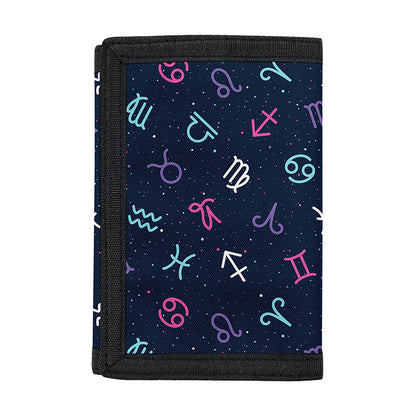 Colorful Zodiac Symbols Pattern Print Trifold Wallet