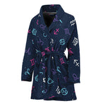 Colorful Zodiac Symbols Pattern Print Women's Bathrobe